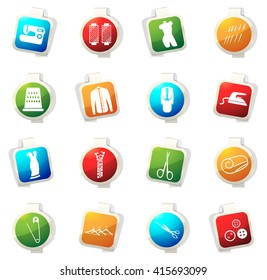Tailor stickers label icon set for web sites