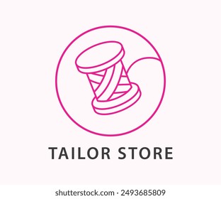 Tailor Store Sewing Logo Design. Thread Badge. Icon Vector Illustration Logotype