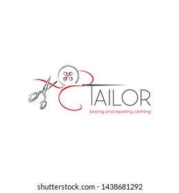 Tailor. Template for logo with button and scissors