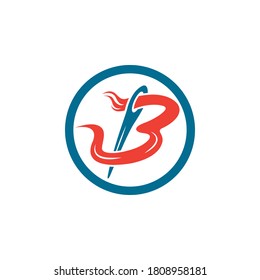 Tailor, textile logo, vector letter B