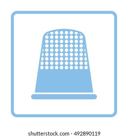 Tailor thimble icon. Blue frame design. Vector illustration.