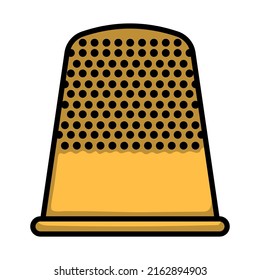 Tailor Thimble Icon. Editable Bold Outline With Color Fill Design. Vector Illustration.