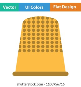 Tailor thimble icon. Flat color design. Vector illustration.