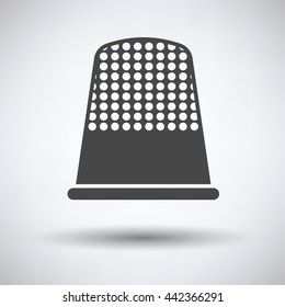 Tailor thimble icon on gray background, round shadow. Vector illustration.
