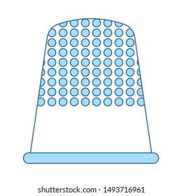 Tailor Thimble Icon. Thin Line With Blue Fill Design. Vector Illustration.