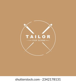 Diseño del logo del vector de sastre. Costando el icono de la máquina antigua. Emblema textil. empresa de marca