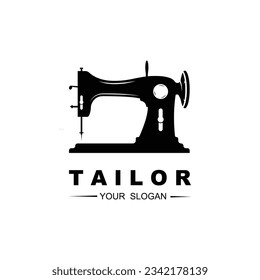 Tailor vector logo design. Sewing old machine icon. Textile emblem. brand company