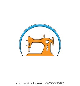 Tailor vector logo design. Sewing old machine icon. Textile emblem. brand company