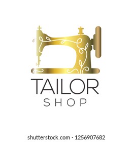 Tailor vector logo. Sewing machine logo template. Fashion logo. Sewing machine vector icon