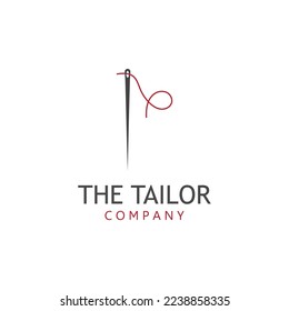 Tailor vector logo. Sewing machine logo. Needle and thread logo for clothing label.