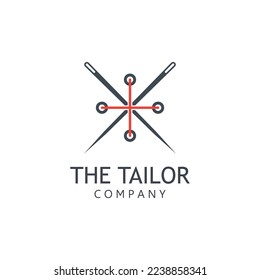 Tailor vector logo. Sewing machine logo. Needle and thread logo for clothing label.