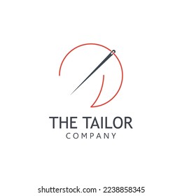 Tailor vector logo. Sewing machine logo. Needle and thread logo for clothing label.