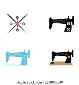 Tailor vector logo. Sewing machine logo. Needle and thread logo for clothing label.