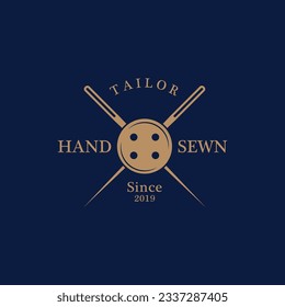 Tailor vector logo. Sewing machine logo. Needle and thread logo for clothing label.