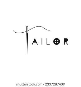 Tailor vector logo. Sewing machine logo. Needle and thread logo for clothing label.