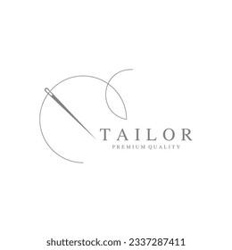 Tailor vector logo. Sewing machine logo. Needle and thread logo for clothing label.