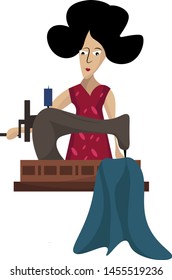 Tailor working, illustration, vector on white background.