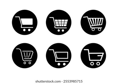 Tailored supermarket cart icons set for neighborhood markets, Creative and eye-catching supermarket cart icons set for blogs, product, online, service, discount, shopping bag, customer, merchandise