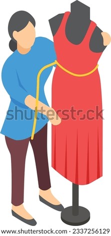 Tailoress or alterations specialist isometric Concept, Patternmakers or fashion advisor vector icon design, Crafting occupations symbol, hobby and art works Sign, Creative People stock illustration