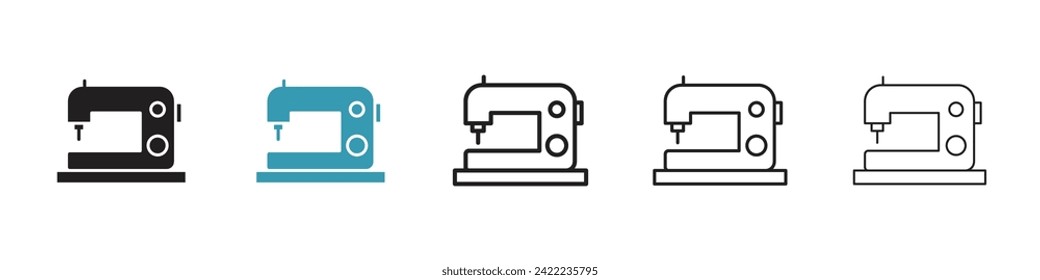 Tailoring Device Vector Icon Set. Fabric Stitching Machine Vector Symbol for UI Design.