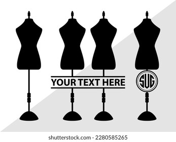 Tailoring Elements Monogram Vector Illustration Silhouette