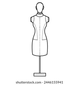 Tailoring essential: sewing mannequin outline vector for fashion projects.