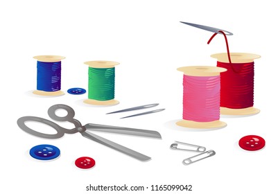 tailoring and hobby instruments vector illustration