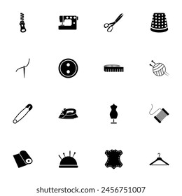 Tailoring icon - Expand to any size - Change to any colour. Perfect Flat Vector Contains such Icons as tailor, craft, material, spool, needle, shirt, dressmaker, measurement, scissors, sewing, tape