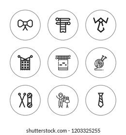 Tailoring icon set. collection of 9 outline tailoring icons with fashion designer, knit, knitting icons. editable icons.