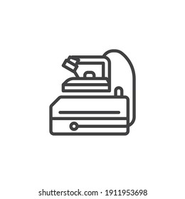 Tailoring iron line icon. linear style sign for mobile concept and web design. Electrical iron outline vector icon. Symbol, logo illustration. Vector graphics