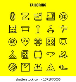 Tailoring Line Icon Pack For Designers And Developers. Icons Of Knit, Machine, Scissors, Sewing, Buttons, Knit, Machine, Sewing, Vector