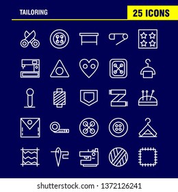 Tailoring Line Icon Pack For Designers And Developers. Icons Of Knit, Machine, Scissors, Sewing, Buttons, Knit, Machine, Sewing, Vector