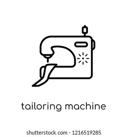 tailoring machine icon. Trendy modern flat linear vector tailoring machine icon on white background from thin line Sew collection, outline vector illustration