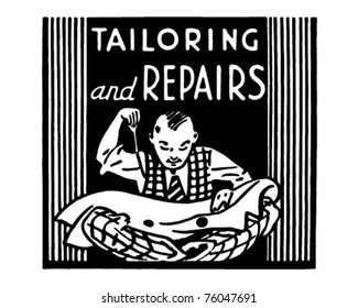 Tailoring And Repairs - Retro Ad Art Banner