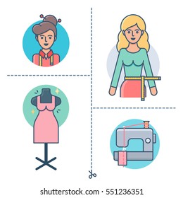 Tailoring and sewing services vector illustration
