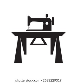 Tailoring silhouette with sewing machine on table
