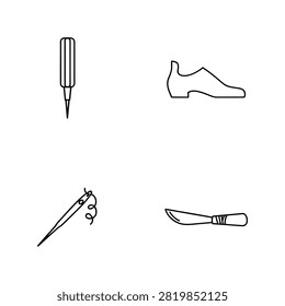 Tailoring Tools and Leathercraft Icon Set