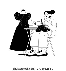 Ilustración de concepto de personaje de Vector de estilo blanco y negro. 