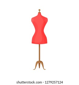 Tailors dummy illustration. Red, mannequin, simulator. Needlework concept. Vector illustration can be used for topics like household, workshop