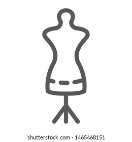 Tailors dummy line icon, dressmaker and tailor, mannequin sign, vector graphics, a linear pattern on a white background, eps 10.