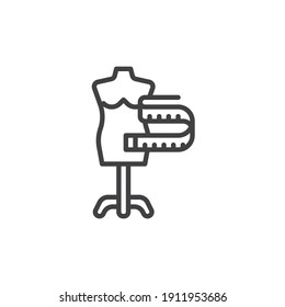 Tailors dummy measuring line icon. linear style sign for mobile concept and web design. Mannequin with measuring tape outline vector icon. Symbol, logo illustration. Vector graphics