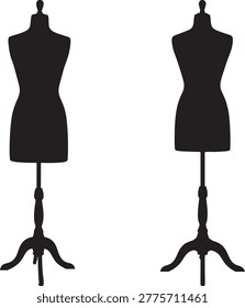 Tailor's dummy, sewing forms on display stands, fashion design.