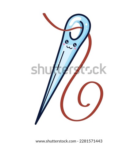tailors needle with thread kawaii icon isolated