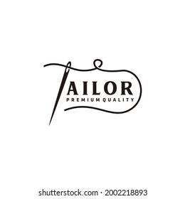 Tailor's needle vector logo design. icon. Textile emblem. Clothes label.