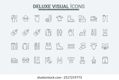 Tailors pictogram to measure circumference of human waist, chest and head, width and length of body and foot thin black outline symbols vector illustration. Clothes size guide line icons set.