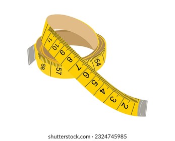 Tailor's tape measure. Flat illustration of sewing tool of dressmaker isolated on white background. Tailor measuring tape, item for tailoring, needlework. Vector illustration