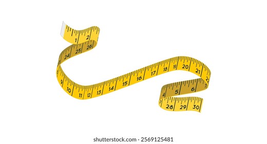 Tailor's Tape Measure. Flat Illustration of Sewing Tool of Dressmaker Isolated on White Background. Tailor's Tape Measure Vector - Sewing Tool for Dressmakers, Fashion Designers, and Craft Concepts