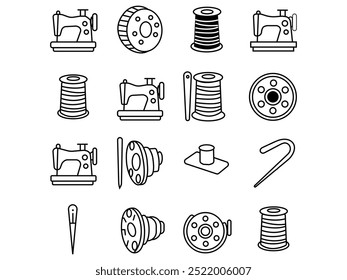 Tailor's Toolkit: Modern Sewing Machine and Accessories Vector Illustration