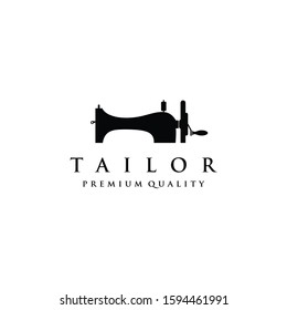 Tailor's vector logo design. Sewing machine icon. Textile emblem. Clothes label. 
