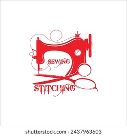 Tailor's vector logo template. Fashion logo. Sewing machine, Textile, Clothes, Tailor made, Boutique logo